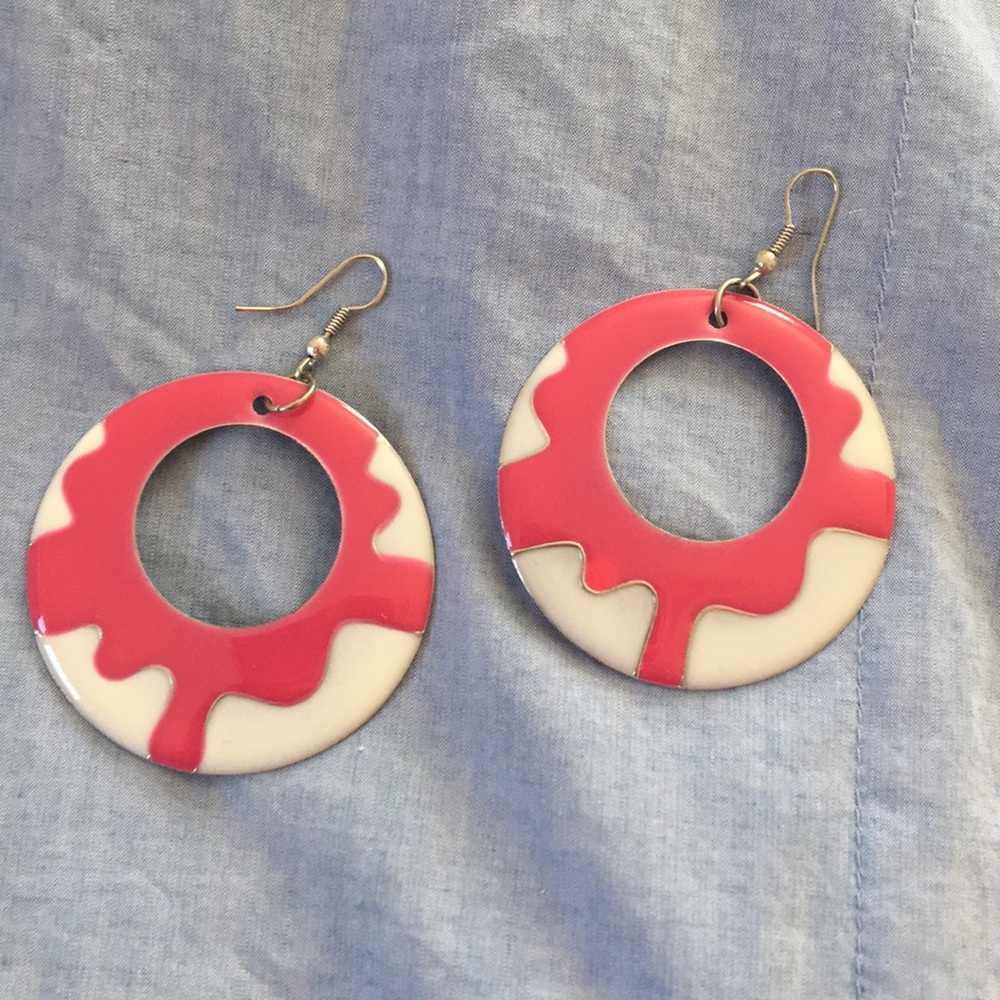 Pink and white earrings!